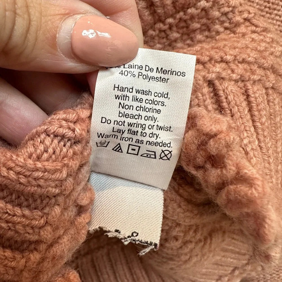 Madewell Blush Mauve Patchwork Stitchmix Pullover Sweater Merino Wool Size XXS - Picture 15 of 16
